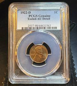 Semi Key 1922-D Lincoln Penny, PCGS AU Detail, Red Brown, tooled (reverse)