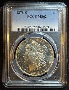 1878-S Morgan Silver Dollar, PCGS MS 62, Semi PL, Strong for the Grade