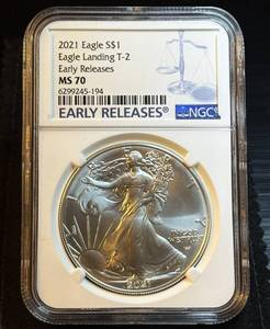 2021 T2 Silver Eagle NGC MS 70, Mint Fresh