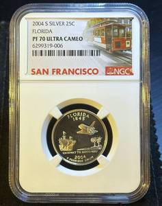 2004-S Silver Florida Quarter, NGC PF 70 UCAM, Mint Fresh, Street Car Label