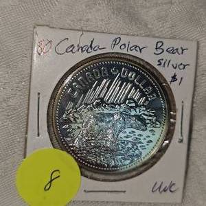 1980 Canada Silver Polar Bear $1 UNC