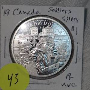 2019 Canada Soldiers Silver $1 UNC, Proof