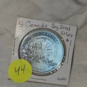 2013 Canada Dog Sled Silver $1 UNC