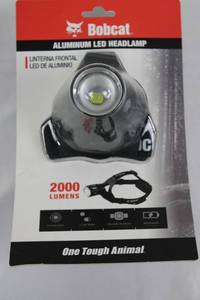 Bobcat Aluminum LED Headlamp - 2000 Lumens, Adjustable Headband, Rechargeable