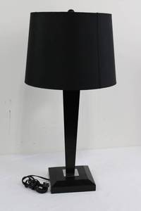 Table Lamp With Fabric Drum Shade On Square Base