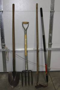 Bronco Brand Garden Tools Lot - Shovel, Spade, Forks & Long-Handled Tools
