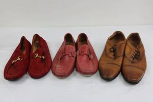 MIKEKONOS 9127201 Red Suede Loafers - ALDO Tan Leather Dress Shoes (Lot of 3)