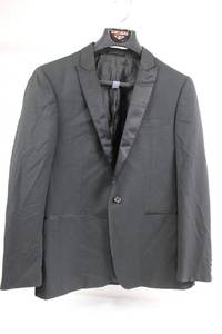 Calvin Klein 42R Blazer - Satin Lapel & Micro-Check Pattern