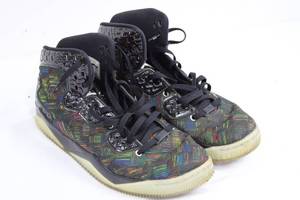 Nike Air Jordan High-Top Knit Sneakers with Black Patent Overlays