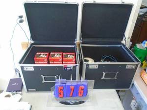 2 small trunks with misc. As shown. CASH ON SITE ONLY. PICKUP IS TUESDAY MAY 19TH FROM 11 AM TO 4 PM. REGARDLESS WHAT THE SCHEDULE STATES.