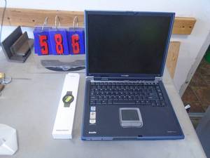 Toshiba laptop & new galaxy smart watch. As shown. CASH ON SITE ONLY. PICKUP IS TUESDAY MAY 19TH FROM 11 AM TO 4 PM. REGARDLESS WHAT THE SCHEDULE STATES.
