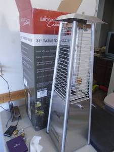 Back yard creations back yard table top heater. Like new. As shown.  CASH ON SITE ONLY. PICKUP IS TUESDAY MAY 19TH FROM 11 AM TO 4 PM. REGARDLESS WHAT THE SCHEDULE STATES.