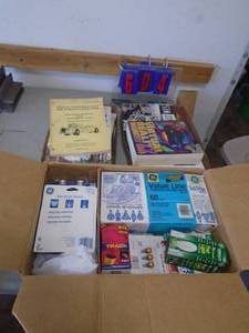 3 boxes of books & literature with light bulbs. As shown. CASH ON SITE ONLY. PICKUP IS TUESDAY MAY 19TH FROM 11 AM TO 4 PM. REGARDLESS WHAT THE SCHEDULE STATES.