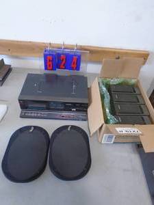 Aiwa casstette tape deck & sony speakers. As shown. CASH ON SITE ONLY. PICKUP IS TUESDAY MAY 19TH FROM 11 AM TO 4 PM. REGARDLESS WHAT THE SCHEDULE STATES.