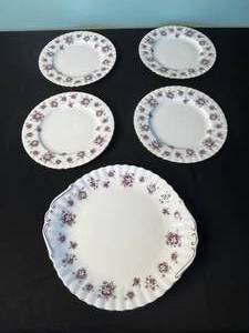 Royal Albert Dinner Plates - Purple Floral Border with Gold Trim (5-Piece Set)