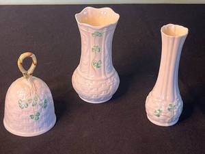 Belleek Shamrock Bell & Vases  - Ireland