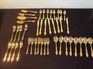 CustomCraft Stainless Gold-Tone Flatware Set - Assorted Dining Pieces