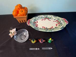 HomeWorx by Holiday Pumpkin Candle Warmer - & Holiday Platter & Glass Decor