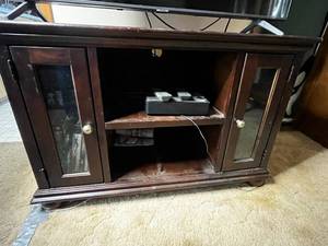 Wood Entertainment Center Cabinet 40 x 18 x 26 In - Comcast Items Not Inc - Side Drawer Items ARE Inc
