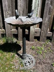 Decorative Plastic Bird Bath with Hanging Accent Wind Chime