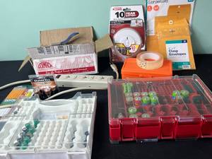 Mixed Office Supply Assortment with Batteries, Envelopes & Cases