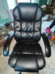 Adjustable Black Leather Like Office Chair with Homedics Sbm-200 Shiatsu Massaging Cushion