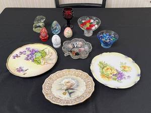 Bradford Exchange - Diana A Rose Everlasting Plate & Assorted Glass Eggs