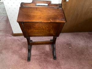 Wooden Sewing Stand With Notions