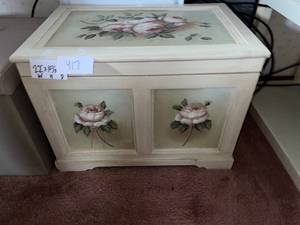 Decorative Floral Storage Chest With Assorted Books & Craft Supplies
