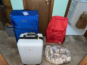 Lot of Luggage and Travel Bags inc Joy (New) and Folding Trolley Dolly