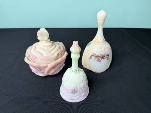 Fenton Handpainted USA Floral Glass Figurines