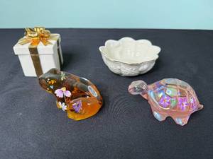 Lenox Gold Club Keepsake Box - Ivory Bowl & Fenton Handcrafted Glass Turtle (Assorted)