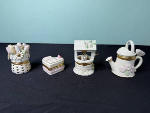 Lenox Treasures Garden Wishes Porcelain Trinket Boxes & Teapot Set