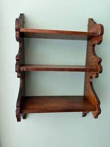 Vintage Carved Wood Wall Shelf - Two-Tier Display