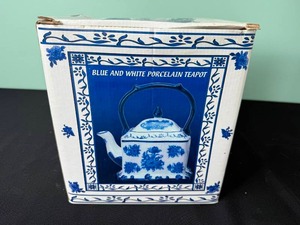 Blue and White Porcelain Teapot - French Colonial Collection w Box & More