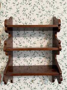 Two-Tier Wooden Wall Shelf with Scroll Brackets