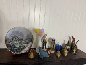 Assorted Vintage Figurines & Scenic Plate - Folk Art Decor