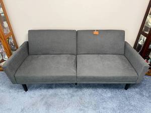 Two-Seat Fabric Sofa with Back Cushions - Modern Living Room Seating - Folds Flat Into a Bed