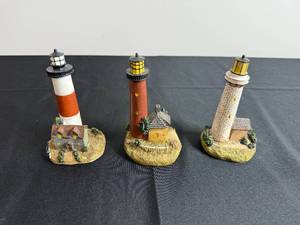 Assorted Lighthouse Miniatures- Hand-Painted Coastal Diorama