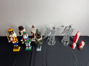 Dept 56 Barefoot Santas, German Folk Art Nutcrackers & Silver Wing Decor