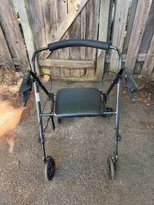 Four-Wheel Rollator Walker with Seat and Padded Backrest
