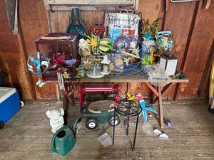 Assorted Outdoor Garden Decor - Birds, Flowers, Wind Spinners & Sign
