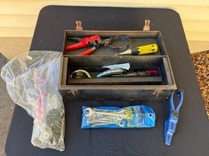 S.A.E. Combination Wrench Set & Assorted Hand Tools in Metal Tool Box