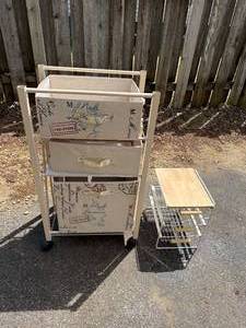 M. Made Rolling Storage Cart & Wire Drawer Cart (Lot of 2)