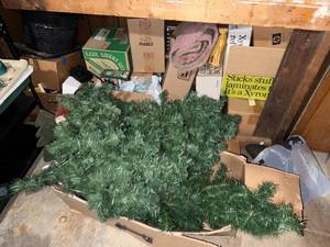 Artificial Christmas Tree and Other Various Holiday Decor Items