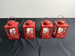 Red Cardinal Candle Lantern Set (Lot of 4)
