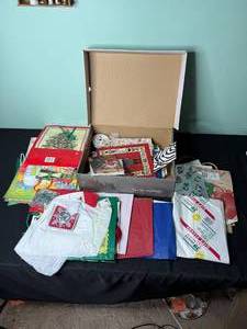 Mixed Holiday Gift Bags, Tissue Paper & Ribbon Assortment