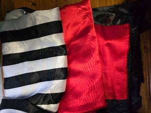 Silky Fabric, Red and Black & White & Black Fabric, At Least One Yard Each
