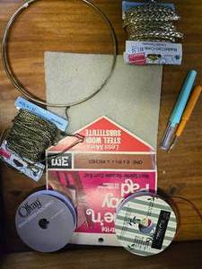 Craft Lot, Tracing Paper, Handbag Handles, Pin Board, Stem Wire, Adhesive, Ribbon