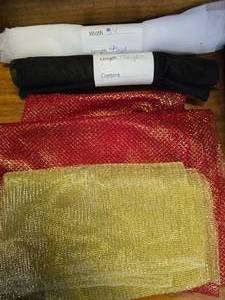 Tulle and Red and Gold Tulle Like Fabric
